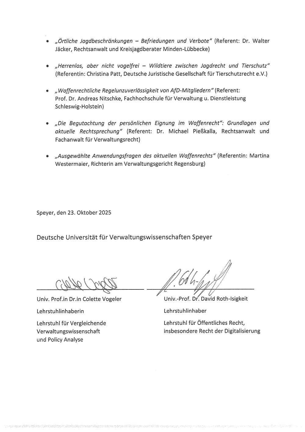 Teilnahmebescheinigung Jagd- und Waffenrecht